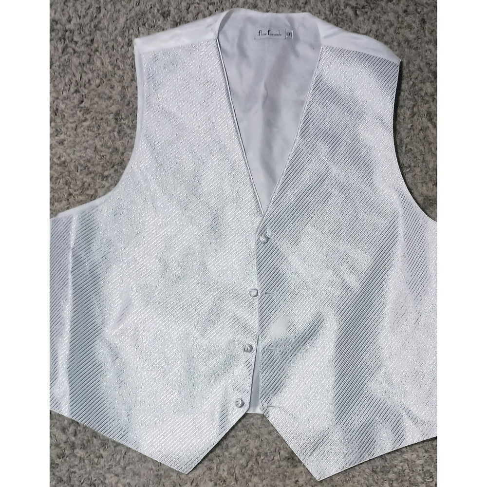 Flow Formals Men's V Neck Sleeveless 4 Button Silver Tuxedo Vest Size‎ 3XL Party